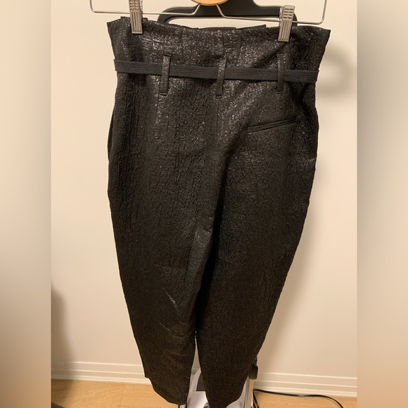 Pleated paperbag black and silver baggy pants - Picture 3 of 8